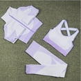 thumbnail image 4 of Quick Drying Plus Size Yoga Clothes Yoga Women Long Sleeved Fitness Clothing Exercise Tops Fitness Yoga Pants 3 Piece Suit Set,Purple Women'S Nylon T-Shirt M, 4 of 4