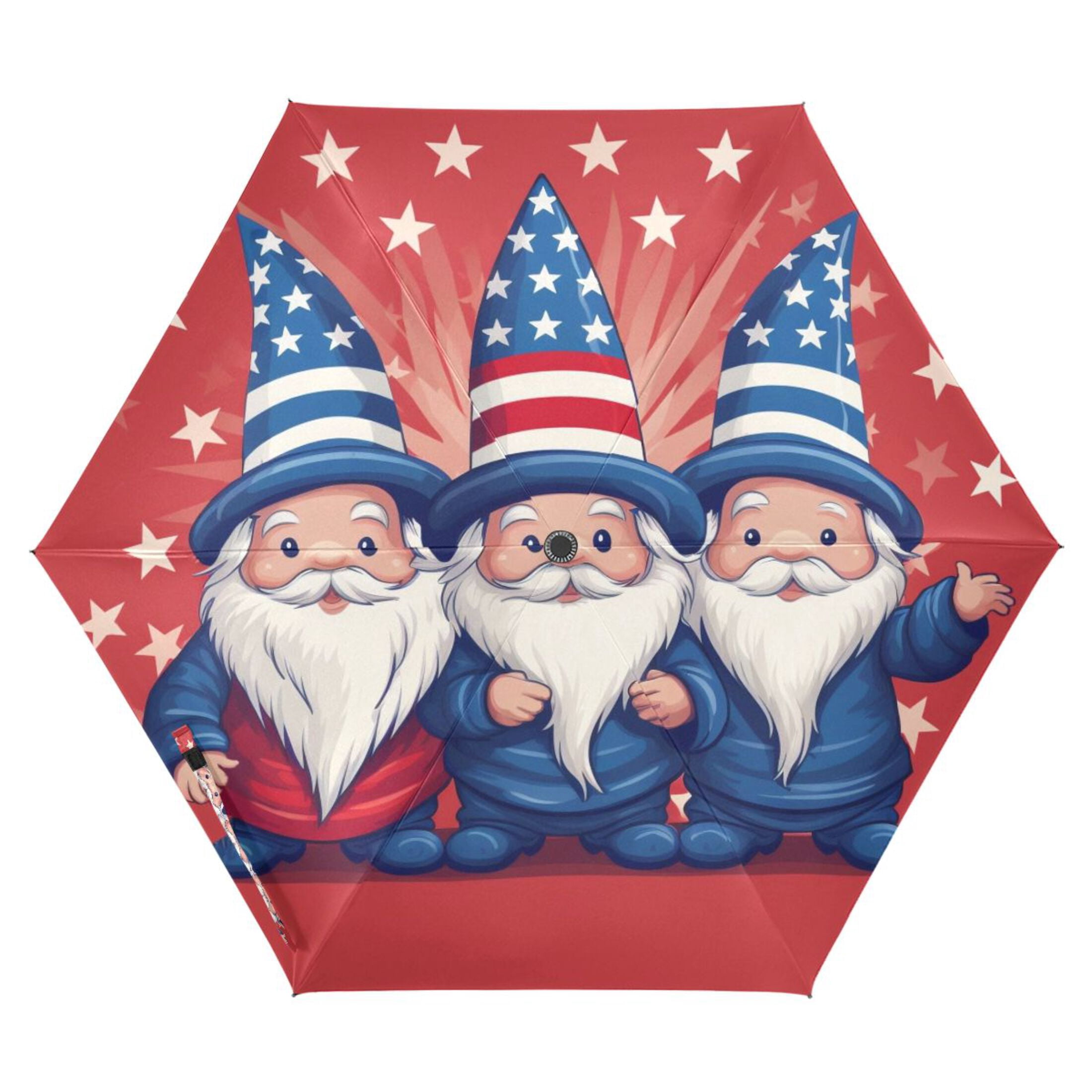 Dwarf with American Flag Hat Compact Sun Umbrella Windproof Travel Umbrellas for Rain Strong Portable UV Protection