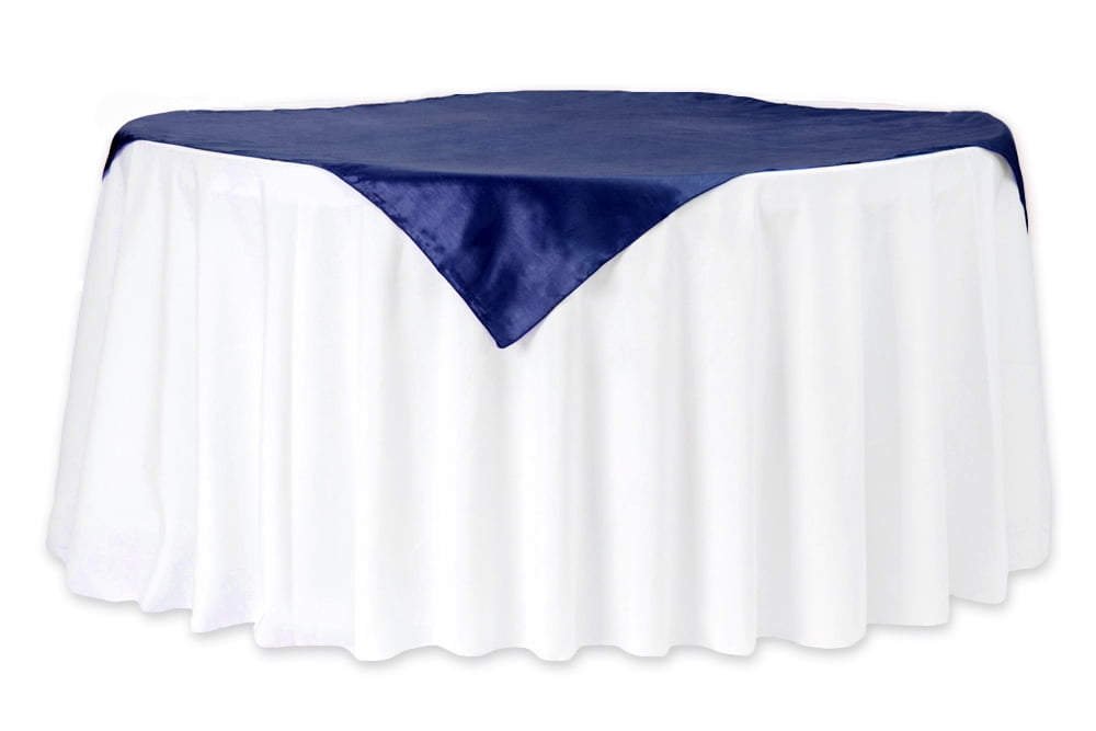 Taffeta Table Overlay Topper Approx. 54"x54" square seamless Square - Navy Blue, 1 Piece ...