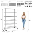 thumbnail image 4 of 6-Tier Metal Storage Shelves, 48" x 18" x 76" Wire Shelving Unit w/Wheels, 6000 LBS Heavy Duty Industrial Utility Steel Storage Rack for Garage Kitchen Storage, Chrome, 4 of 8