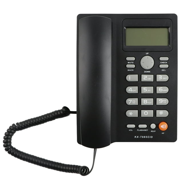 Teléfono con identificador de llamadas, manos libres, teléfono fijo para casa, oficina, hotel, inglés (negro)
