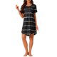 thumbnail image 2 of CAMISETA DE NOCHE PARA MUJER INSPIRADA CHIC Cuello Redondo Mangas Cortas Camisón a Rayas 2XL Negro, 2 of 6