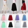 thumbnail image 4 of KOMOO Women Mesh Layered Midi Skirts Elastic High Waist Pleated Tulle Skirt Tutu A-line Midi Skirt, 4 of 4