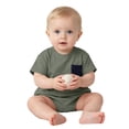 thumbnail image 4 of Fesfesfes Baby Toddler Boys Girls Short Sleeve Cotton Blend Bodysuit Romper, Solid Color Crewneck Summer Outfit for Daily Play Wear Kids Aged 0-18 Months Old., 4 of 6