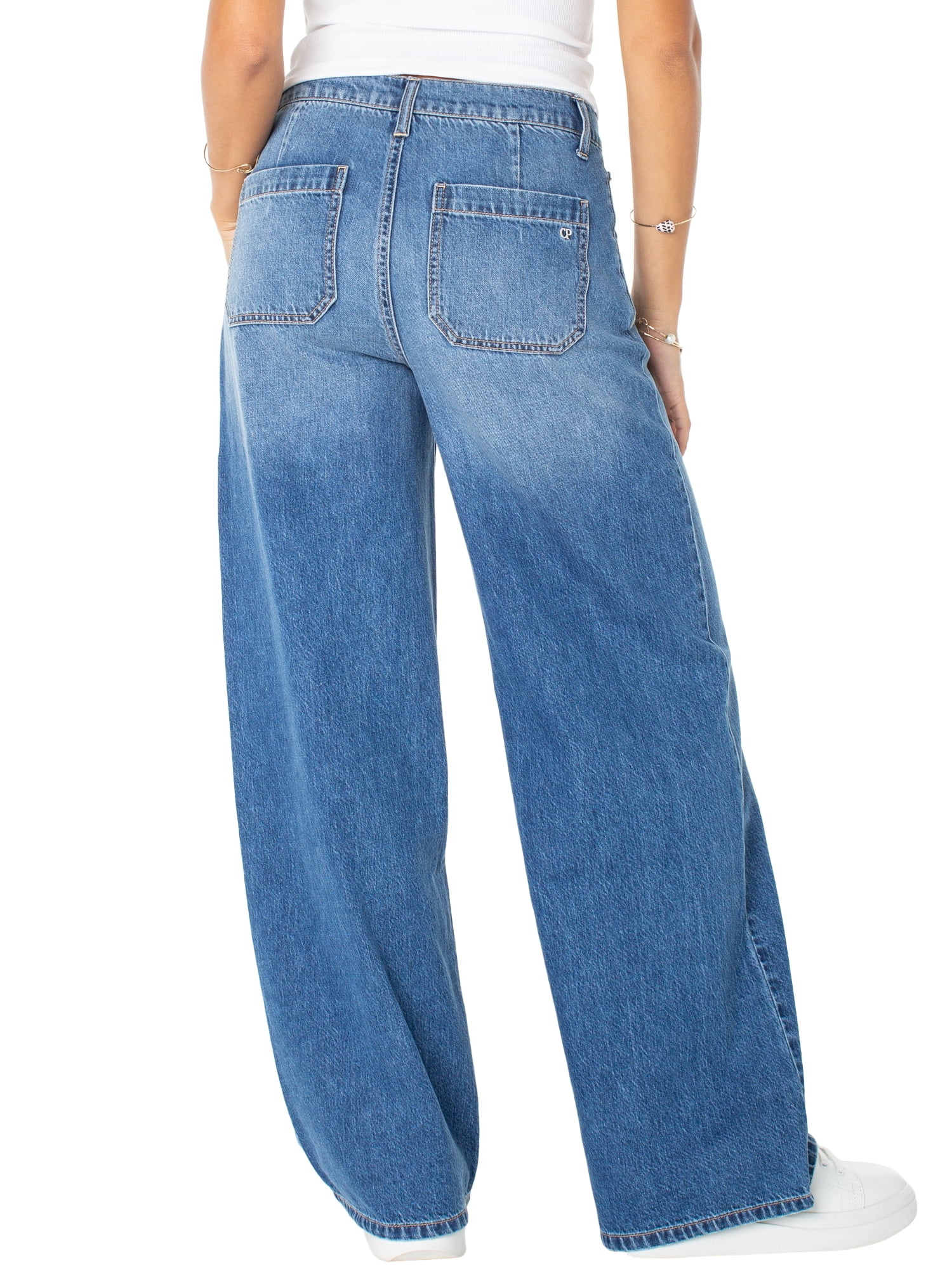 Celebrity Pink Women's and Women's Plus V-Waist Wide Leg Jeans, Available in 30", 32", and 34" inseams, Sizes 1-24W