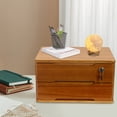 thumbnail image 5 of 1 PCS Lockable 2 Tiers Wood Yellow Wooden Desktop Storage Box, Desk Organizer with 1 Locker, Desktop Storage Box with Lockable Drawers, 5 of 12