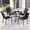 Black, variant on Gymax 5-Piece Patio Dining Set for 4Round Metal Table w/ Umbrella Hole & 4 Stackable Coffee & Black