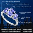 thumbnail image 2 of Gem Stone King 10K White Gold Blue Tanzanite and White Lab Grown Diamond 3 Stone Engagement Ring for Women (2.10 Cttw, Gemstone Birthstone, Available in Size 5, 6, 7, 8, 9), 2 of 6