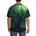 thumbnail image 3 of Pofeuu Green Night Sky Moon Branches Print Mens Casual Short Sleeve Shirts Beach Summer Spread Collar Pocket Tops Men's Casual Short-sleeved Shirt-X-Large, 3 of 5