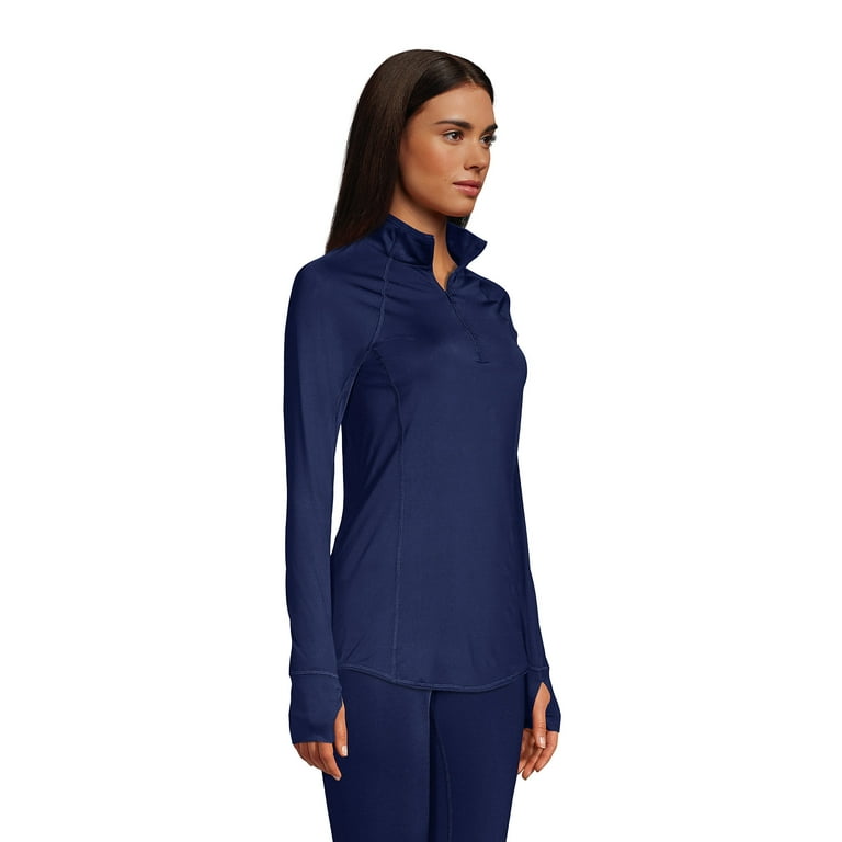Lands End Women s Petite Thermaskin Heat Long Sleeve Quarter Zip