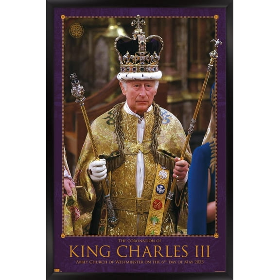 King Charles III - Coronation Wall Poster, 14.725" x 22.375" Framed