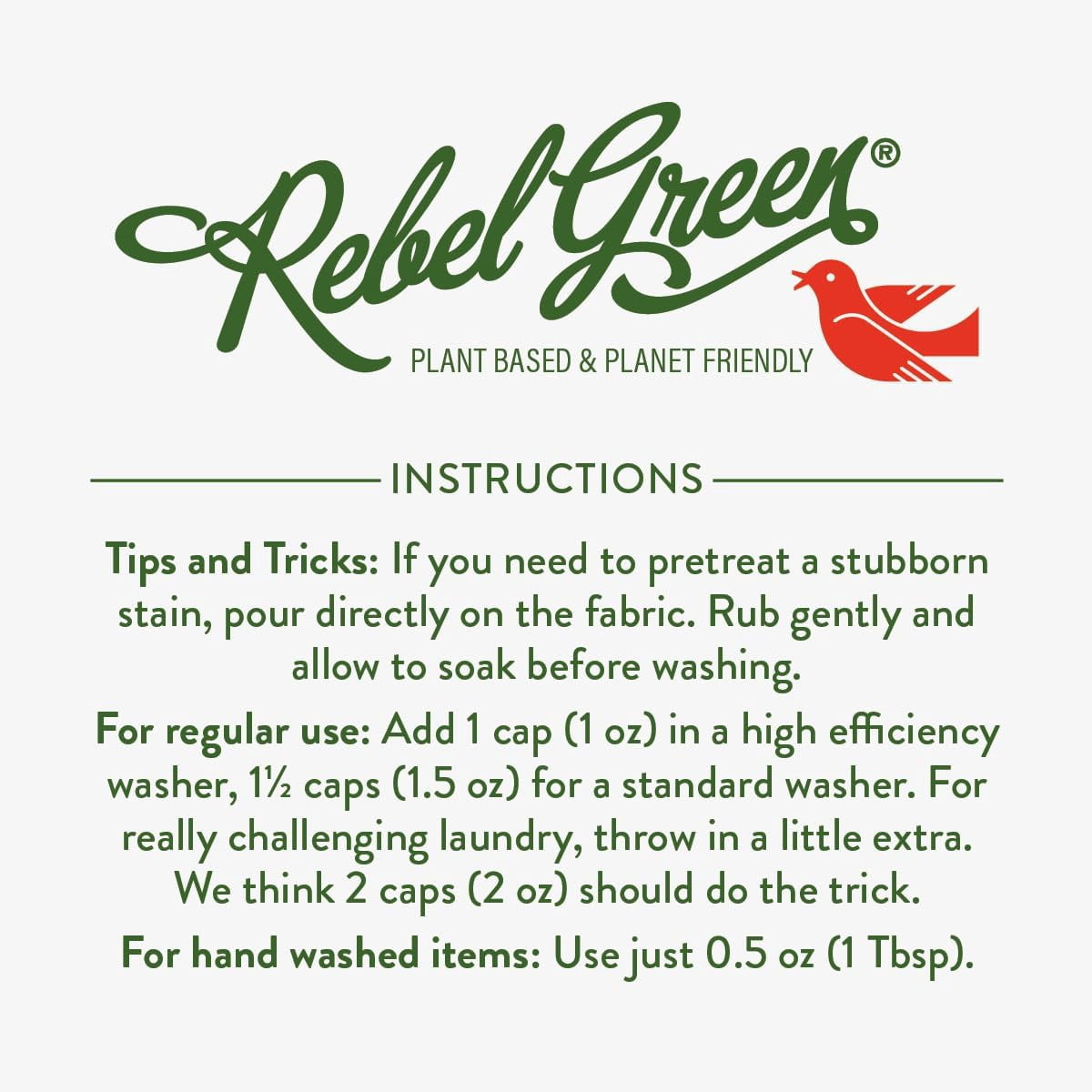 Rebel Green Organic Laundry Detergent - Natural Laundry Soap - Liquid Laundry Detergent with Dispenser Cup - Gentle Laundry Detergent - Fresh Peppermint & Lemon Scent - (68 Load Bottles, 2 Pack)