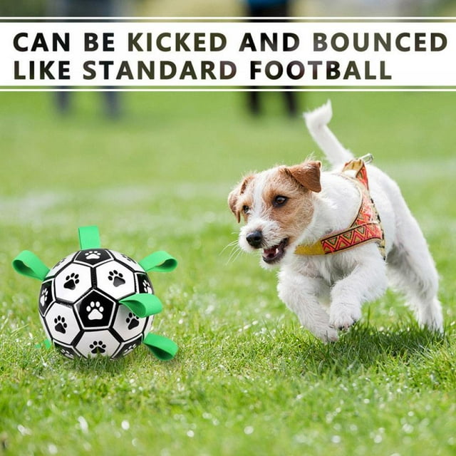 Dog Soccer Ball Indoor-Outdoor Interactive Dog Toy With Easy Grab Tabs Fun Toys Ball