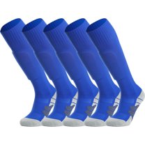 APTESOL Knee High Soccer Socks Team Sport Cushion Socks for Boys Girls Men Women [5-Pair Blue,M]
