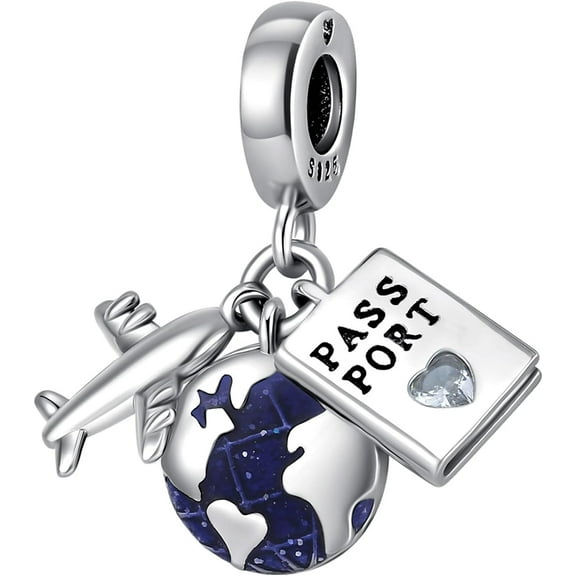 925 Sterling Silver Airplane Passport Bead Charm For Charms Bracelets For Woman 5A Cubic Zirconias Travel Beads