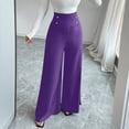 thumbnail image 2 of WTOBBY Women's Double-Breasted Wide Leg Dress Pants - Slimming High Waist Trousers with Draped Silhouette & Professional Office Wear Essentials,Purple S, 2 of 5