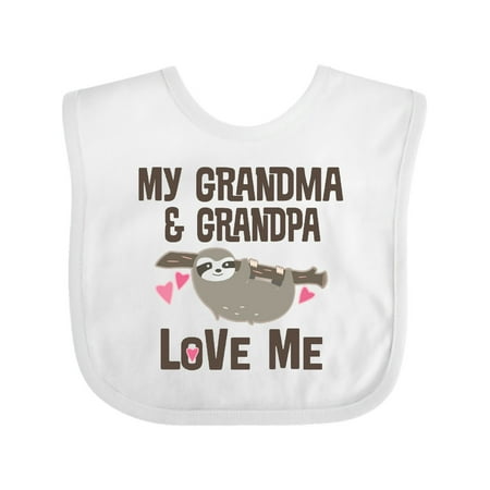 

Inktastic Grandma and Grandpa Love Me Sloth Gift Baby Girl Bib
