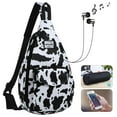 thumbnail image 2 of HAWEE Rope Sling Bag for Women and Men Casual Cross Body Backpack Adjustable Anti-slip Strap/ Bottle Pocket/ Earphone Hole for Travel Hiking Sports, Cow, 2 of 7