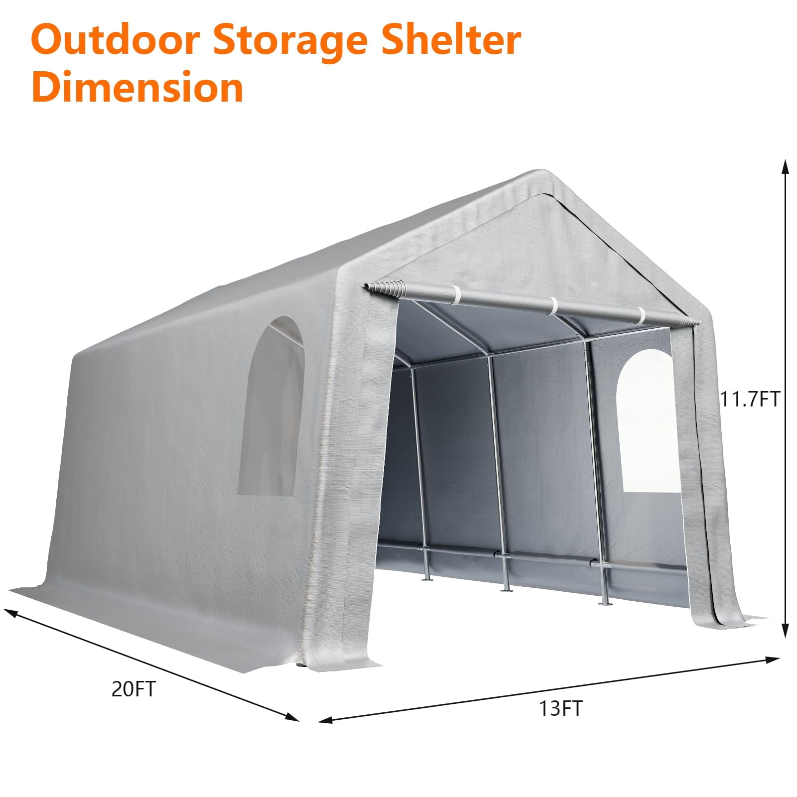 Luku Heavy-Duty Carport Canopy with Removable Side Walls and Door, Waterproof Portable Garage， Carport Shelter Reinforced Structure for Bicycles, Motorcycles and Gardening Tools
