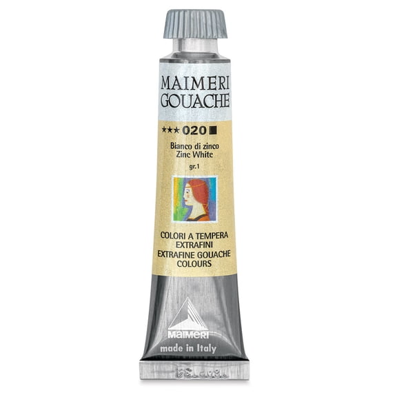 Maimeri Artist Gouache - Zinc White, 20 ml tube