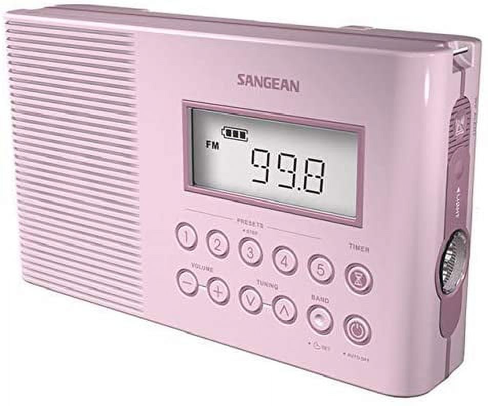 Sangean H201PK Portable AM/FM/Weather Alert Digital Tuning Waterproof Shower Radio (Pink),LCD display - image 4 of 6