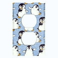 thumbnail image 2 of Metal Light Switch Plate Cover Cute Penguins Ice Skating Blue BRD002, 2 of 13