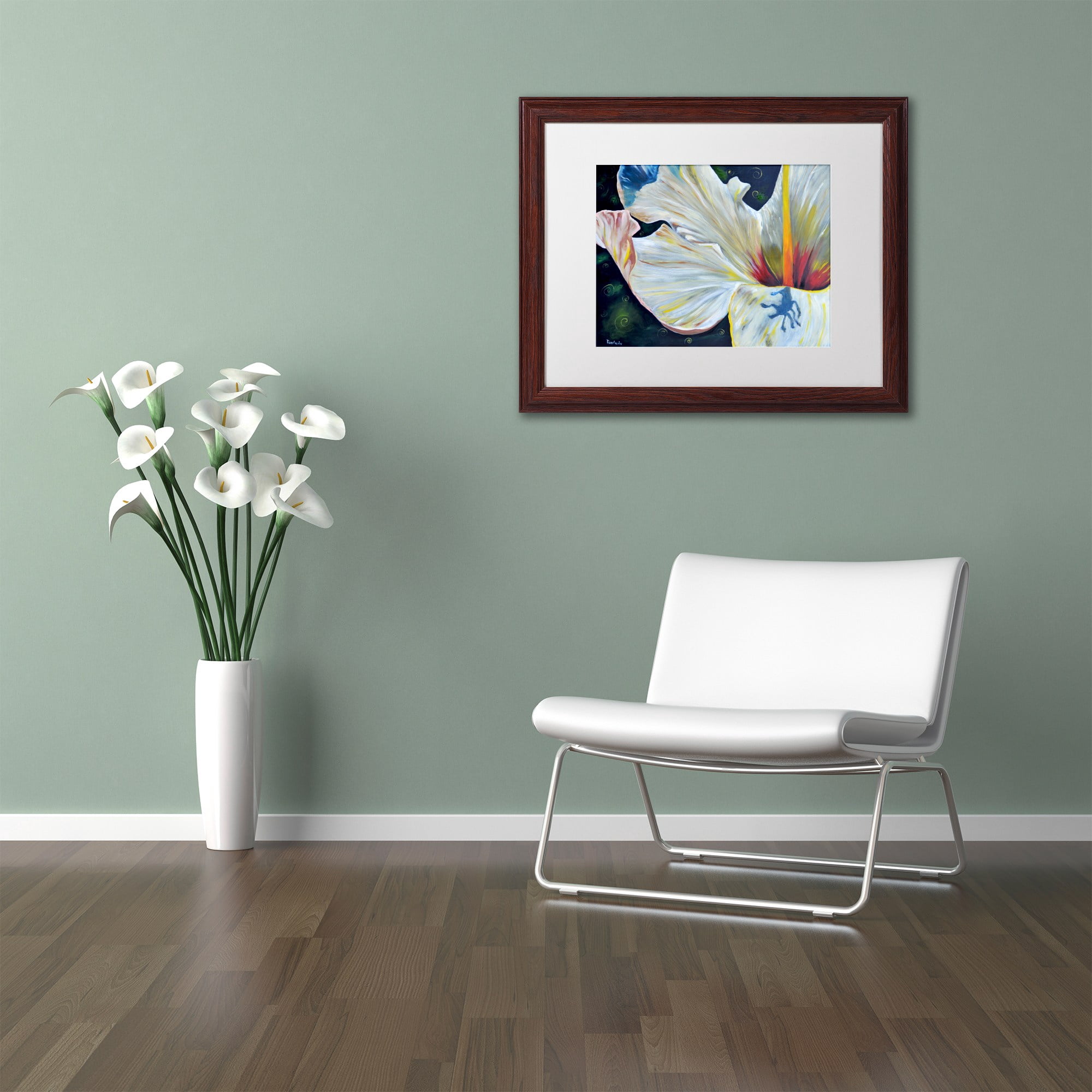 Trademark Fine Art "Hibiscus" Canvas Art by Jennifer Redstreake White Matte, Wood Frame