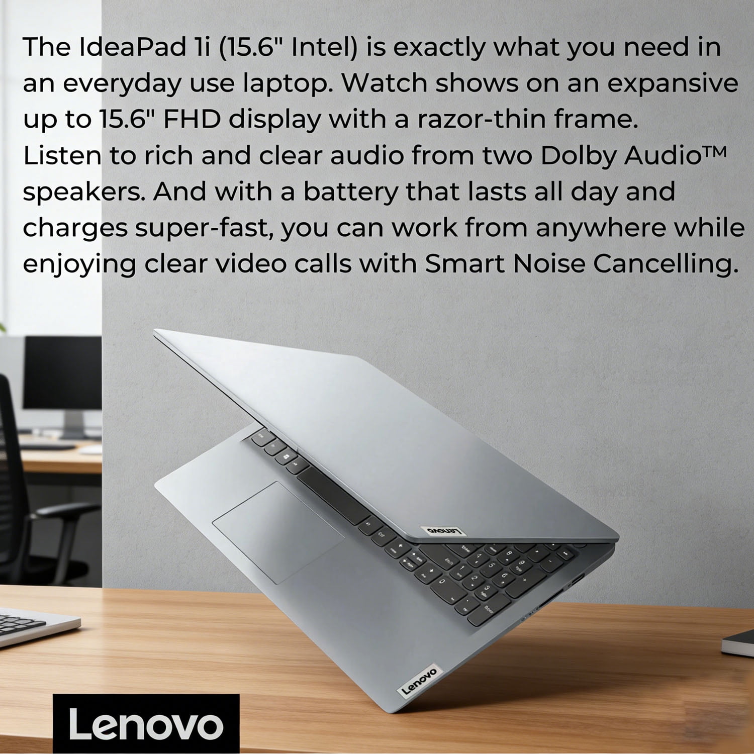 Lenovo IdeaPad 15.6" FHD Laptop, Intel Pentium Silver N6000, 12GB RAM, 128GB eMMC + 256GB SSD, W11H