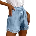 thumbnail image 6 of Babcutegg Women’s Embroidered Flare Denim Pants Casual Low-Rise Cotton Blend Jeans with Artistic Stitching and Flowy Wide-Leg Silhouette Blue Size XL, 6 of 8