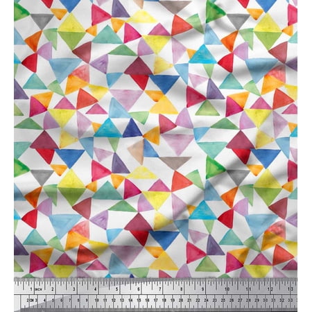 Soimoi Viscose Chiffon Fabric Triangle Geometric Print Fabric by The Yard 42 Inch Wide