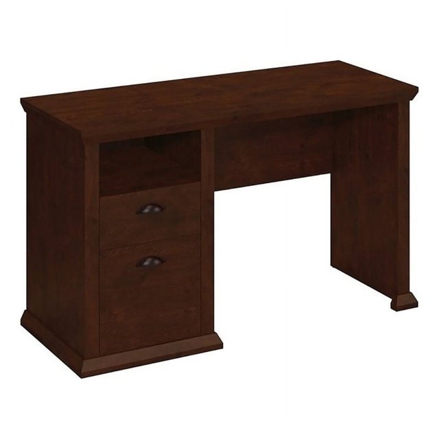 Scranton & Co Traditional Engineered Wood Single Pedestal Desk in Antique Cherry