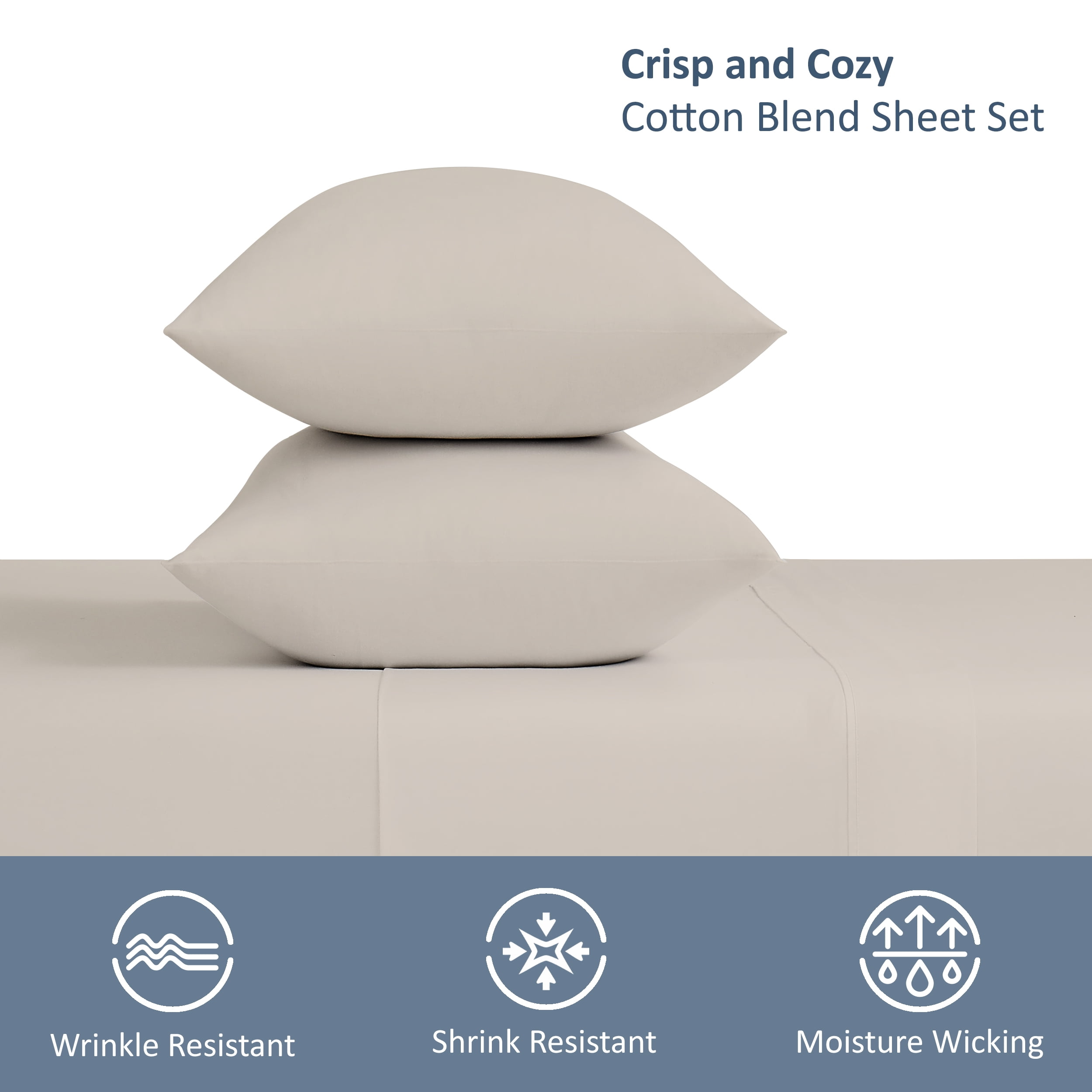 Mainstays 300 Thread Count Easy Care Percale Flat Sheet, Papyrus Beige, Twin/Twin XL