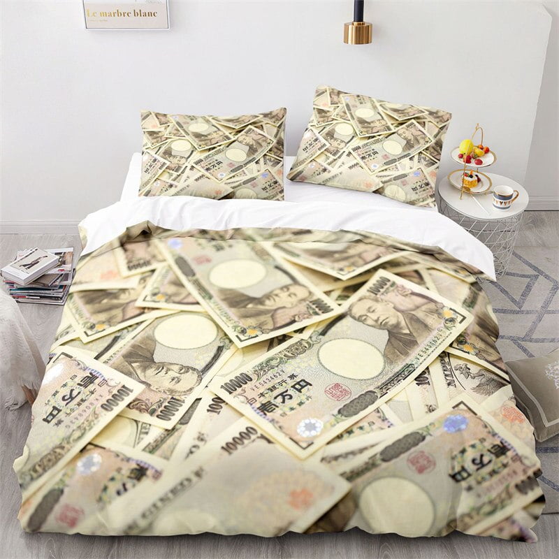 Money Bedding Set Microfiber Dollar Bills of United States Print Duvet Cover Twin King Size For
