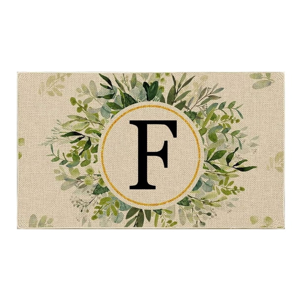 Felpudos con letras para puerta delantera, decoración Floral, felpudos con iniciales, entrada al aire libre, decoración de apellidos para el hogar, interior y exterior