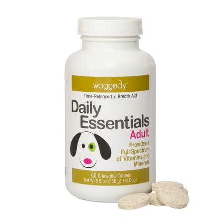 UPC: 0860111000319 | Waggedy Adult Dog Multivitamin & Immune System Booster Chewable Dog Vitamins (60 Tablets)