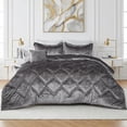 thumbnail image 2 of Regency Heights King/Cal King Size Comforter Sets, Velvet Bedding Comforter Set for All Seasons, Grey Bedding Set with Decor Pillow, 2 of 8