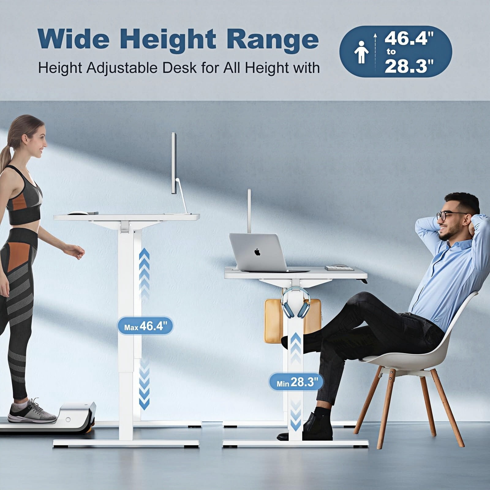 Kelno 40" Electric Standing Desk Height Adjustable Sit-Stand Desk with 3 Memory Presets Splice Desktop, White