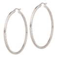 thumbnail image 5 of Auriga Fine Jewelry 925 Sterling Silver Rhodium-plated Diamond-cut 2x50mm Square Tube Hoop Earrings for Women, 5 of 6