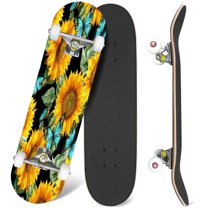 31'' Complete Skateboard 7 Layer Canadian Maple Double Kick Deck Skateboards Sunflower Sunflower fabric Big abstract sunflower flowers Skate Board for Beginner Adult Gifts