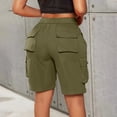 thumbnail image 2 of Fnooota Womens Cargo Bermuda Shorts, Summer Relaxed Fit Elastic Waist Above the Knee Hiking Shorts with Pockets Green Size XL, 2 of 8