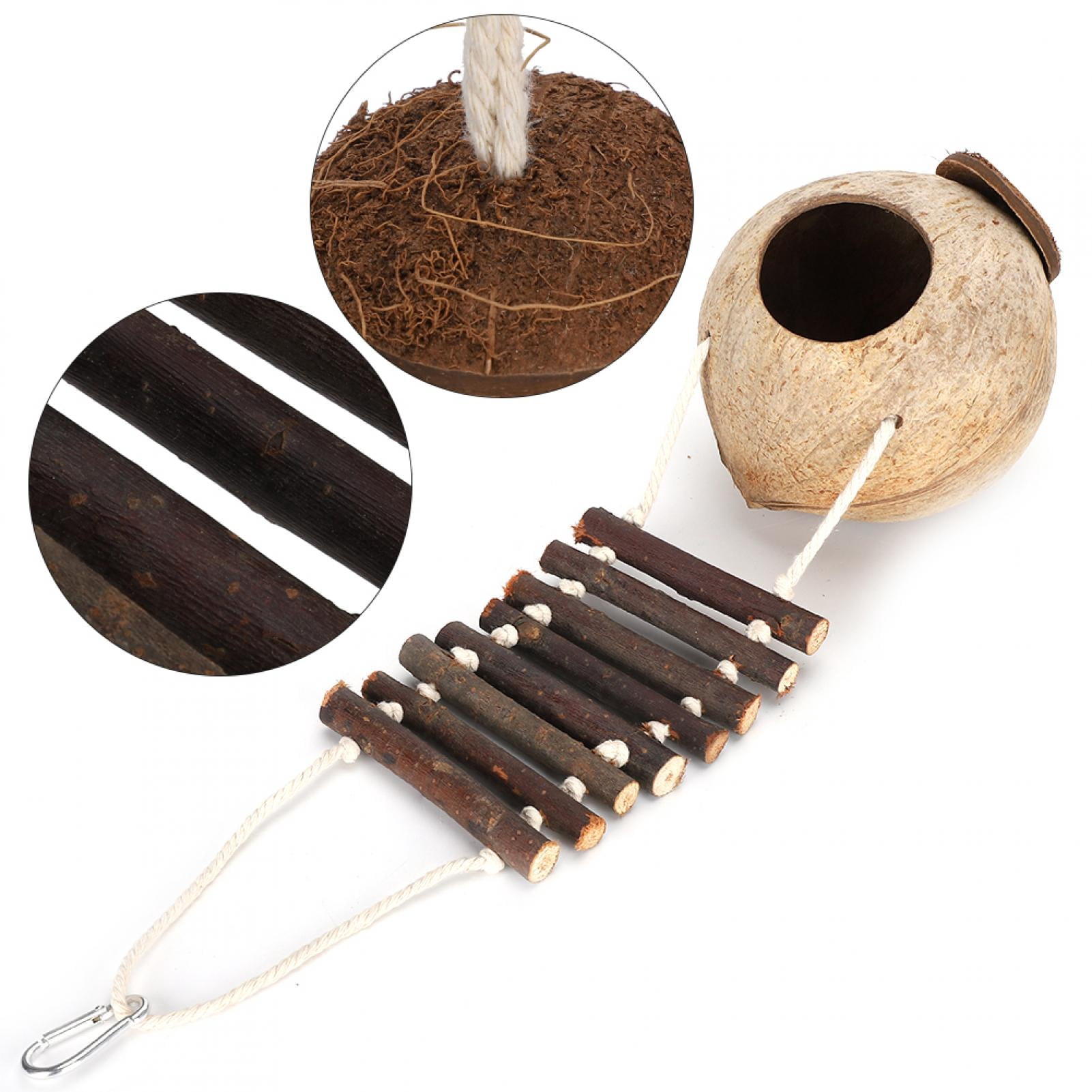 YAHHU Bird's Nest Hamster Breeding Nest Climbing Ladder Natural Coconut Shell Hideaway Toy House 8.27 inches / 21 cm