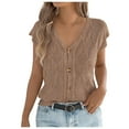thumbnail image 2 of Karight Women‘s Casual Fashion Solid Color V-Neck Summer Camisole Blouse T-shirt Tank Top, 2 of 7