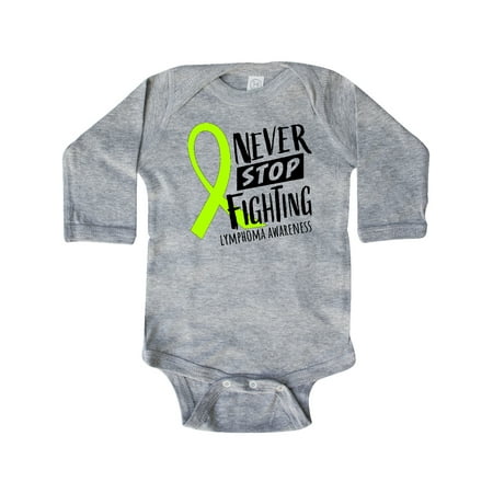 

Inktastic Never Stop Fighting Lymphoma Awareness Gift Baby Boy or Baby Girl Long Sleeve Bodysuit