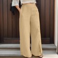 thumbnail image 2 of Sngxgn Womens Pants Casual High Waisted Straight Leg Pants Loose Trousers Pants with Pockets(Beige,XL), 2 of 4
