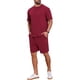 thumbnail image 4 of INSPIRAR CHIC Camiseta de Cuello Redondo Texturizada Casual para Hombre y Pantalones Cortos Conjuntos de 2 Piezas XL Burdeos, 4 of 6