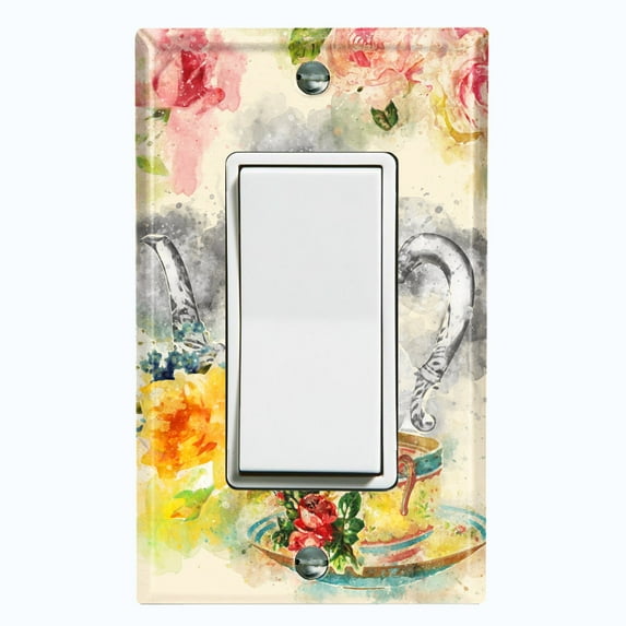 Metal Light Switch Plate Outlet Cover Flower Teapot ROS007