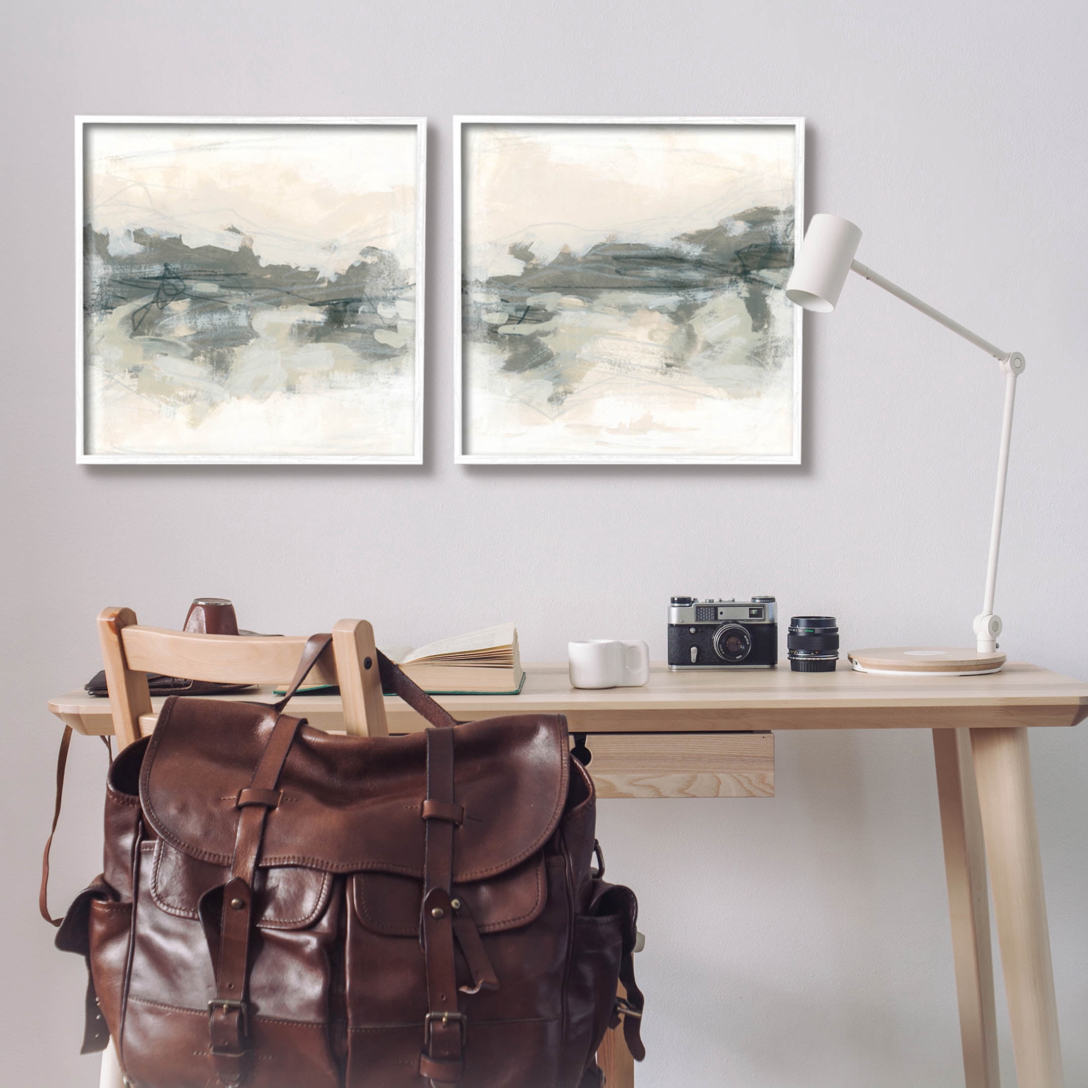Stupell Industries Modern Abstract Scribble Composition Painting White Framed Art Print Wall Art, Set of 2, Design by June Erica Vess