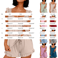 thumbnail image 3 of PoureLoom Womens Pajama Sets Summer Pjs Sets Cami Top and Shorts Loungewear with Ruffle Trim Summer Cute Bridal Pjs Set Tank Top and Shorts Sleepwear Summer Home Sleep Sets Gray XL, 3 of 4