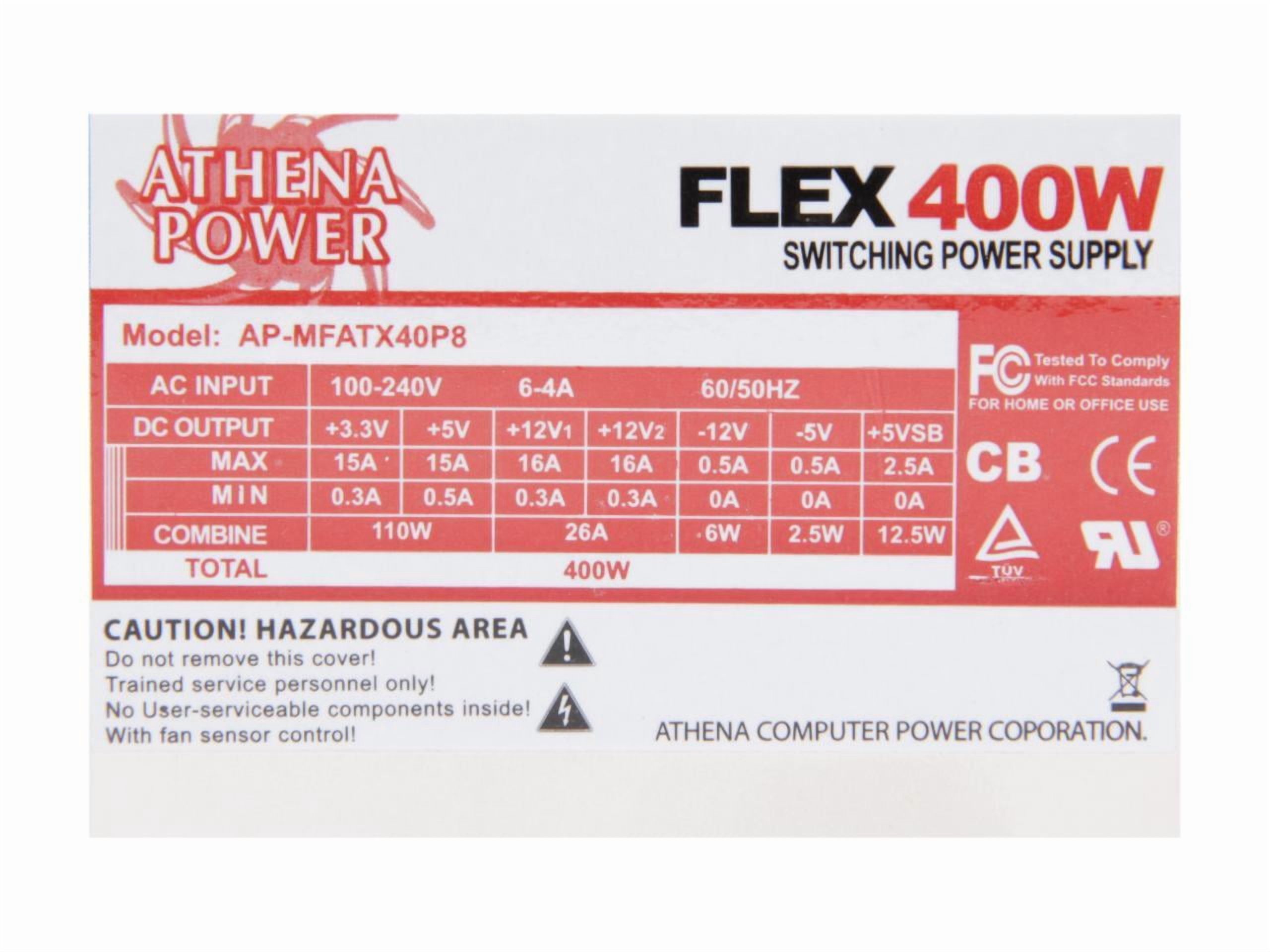 Athena Computer Power AP-MFATX40P8 Athena 400W Flex ATX Power Supply