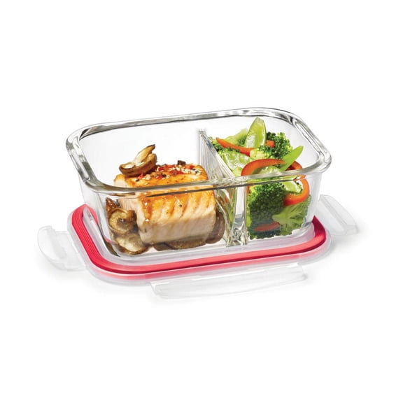 Starfrit Contenant En Verre LocknLock Avec Diviseur, 700 ml/23 oz, Verre Borosilicate Durable, Sans BPA, Résiste Au Four 400°C, Hermétique, Va au Micro-Ondes, Congélateur et Lave-Vaisselle